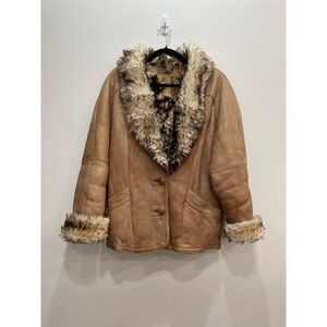 Vintage Penny Lane Sheep Skin Leather Shearling Jacket M Fur lined Boho Retro